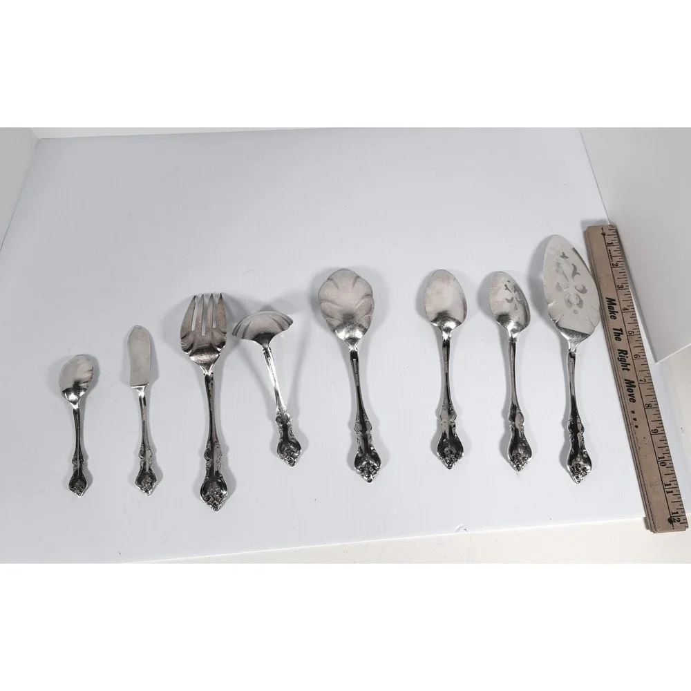 International DeepSilver Orleans‎ Silverplate Serving Set 8pc Ornate Floral